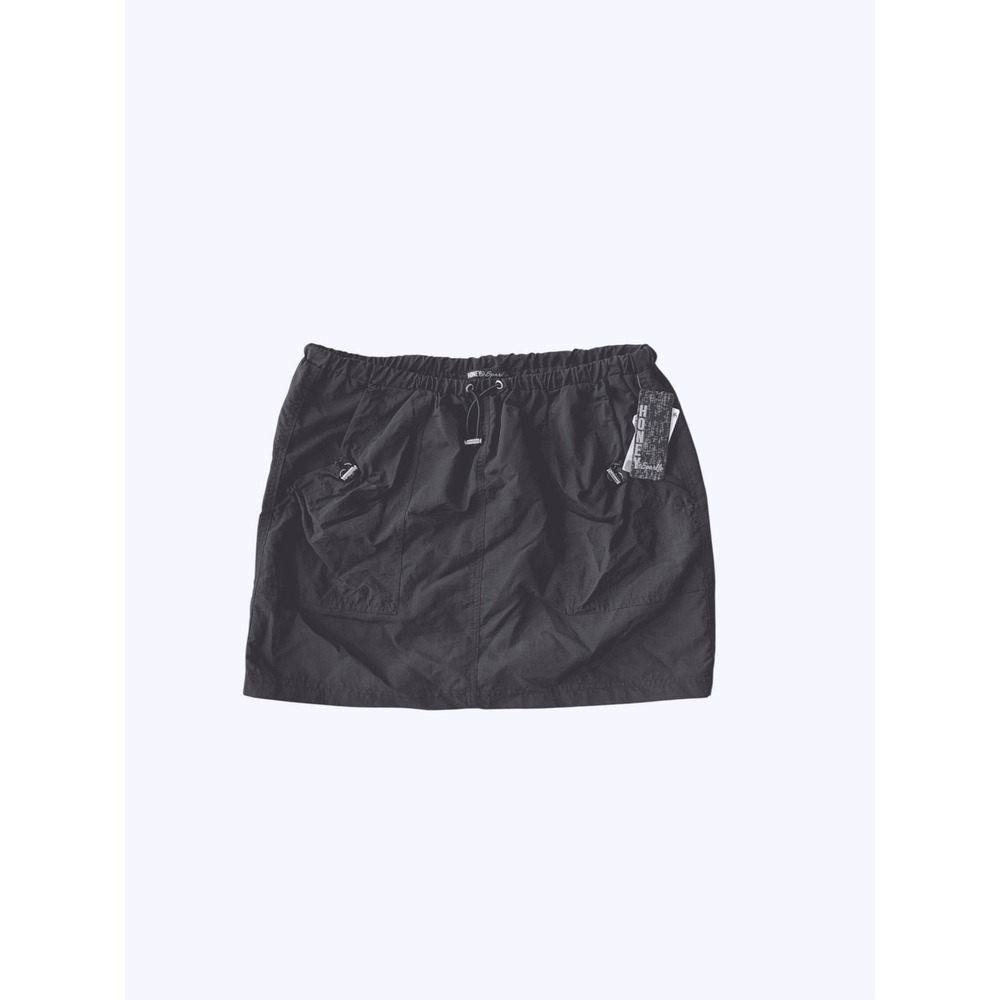 Honey & Sparkle Black Nylon Cargo Mini Skirt Drawstring Waist XL
